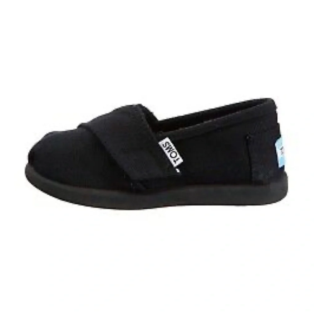 Toms Black Canvas Baby & Walker Shoes